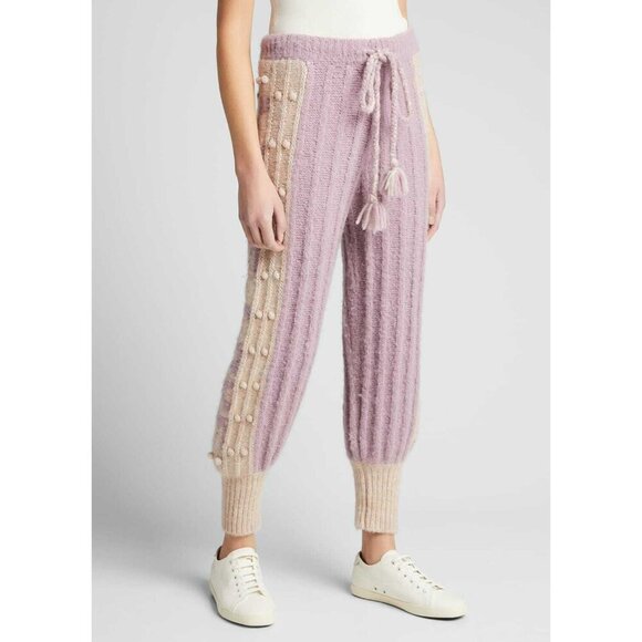 LOVESHACKFANCY Landana Wool Knit Bauble Jogger Pants Lavender Size L NWT $395 - Picture 3 of 12